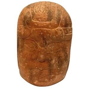 Olmec Head Statue Large 9” Terracotta INAH Authentic Reproduction Figure Mexico